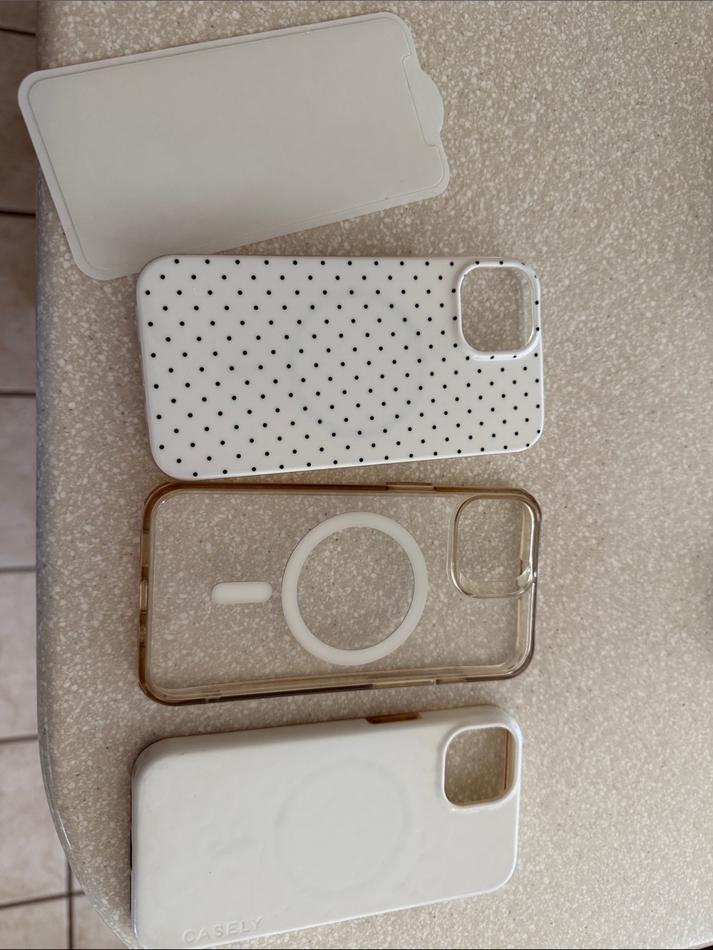 White Polka Dot, clear & white leopard design phone Case Bundle for iPhone 13